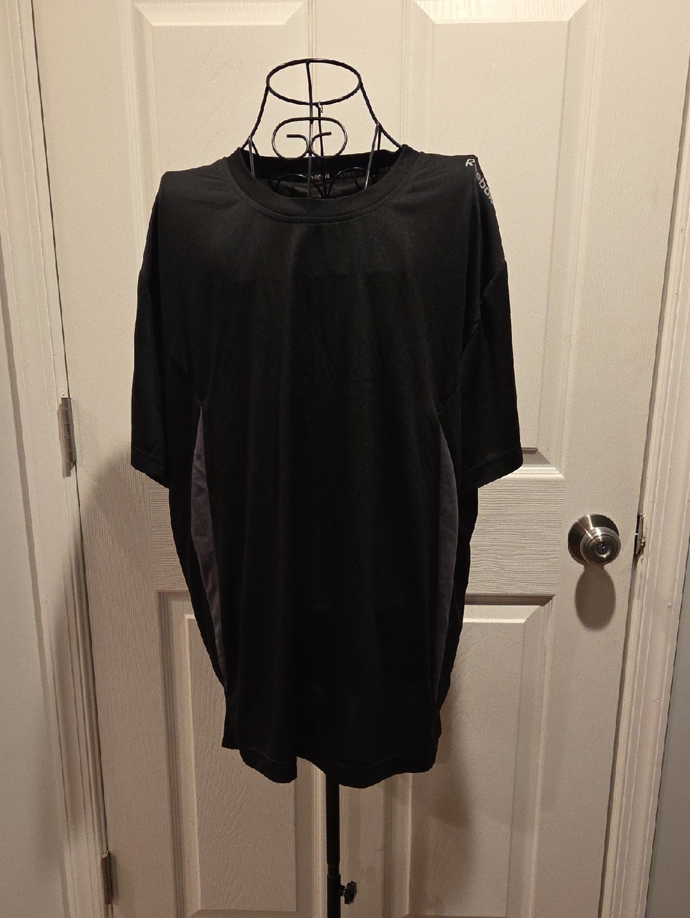 Reebok Black Short-Sleeve Performance Tee with Gray Panels